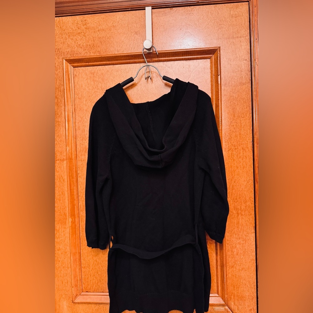 🆕H&M black 3/4 sleeve buttoned sweater large hood size medium - Picture 6 of 13